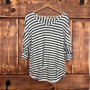 Splendid Black and White Striped Long Sleeve Top